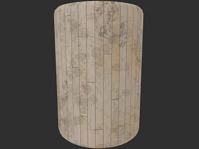 Natural Light Colored Wooden Flooring With Vintage Texture On Cylindrical Surface 3d model