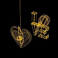 Pink Heart Decoration With Ladybug And Silver LOVE Letters On Dark Background