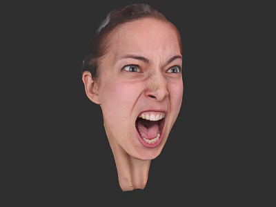 Man With Angry Expression Shouting With Open Mouth On Black Background 3d model