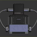 Modern Electronic Device With Black Main Body Blue Base Connected Cable And Multiple Ports 3d model