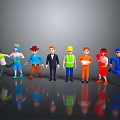 Diverse Cartoon Characters With Various Professions And Colorful Costumes Standing Together
