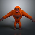 Orange Cartoon Gorilla 3D Model Character With Outstretched Arms And Bumpy Texture 3d model