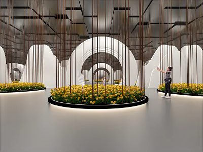 Modern Bridal Shop Interior With Elegant Wedding Gowns Display And Floral Decor 3d model