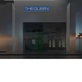 Modern Clothing Store Interior Design With Transparent Display Cases Blue Green Partitions And Hanging Clothes