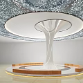 Modern Unique Pillar Design with Circular Wooden Base and Ambient Lighting in Contemporary Interior