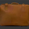 Vintage Orange Leather Suitcase with Top Handle and Buckle Accent Details