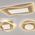 Modern Ceiling Lights With Wooden Frames And LED Strips In Various Shapes 3d model