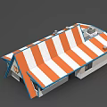 Building Featuring Orange and White Striped Roof and Prominent W Logo for Diner