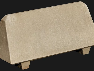 Beige Rectangular Concrete Curb As Essential Road Infrastructure Element For Streets 3d model