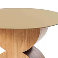 Stylish Wooden Side Table With Unique Curved Base And Round Top 3d model