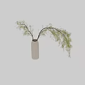 Elegant Decorative Ornaments Set with White Vase and Green Hanging Branches