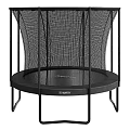 Round Sports Trampoline With Black Frame Safety Net And Outdoor Design For Home Use