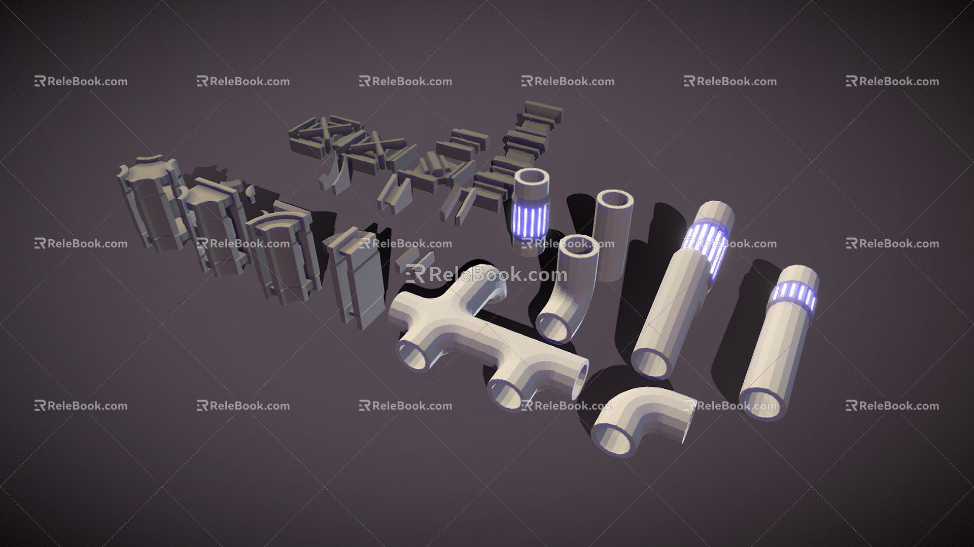 Modern pipe pipe support cartoon pipe 3d model