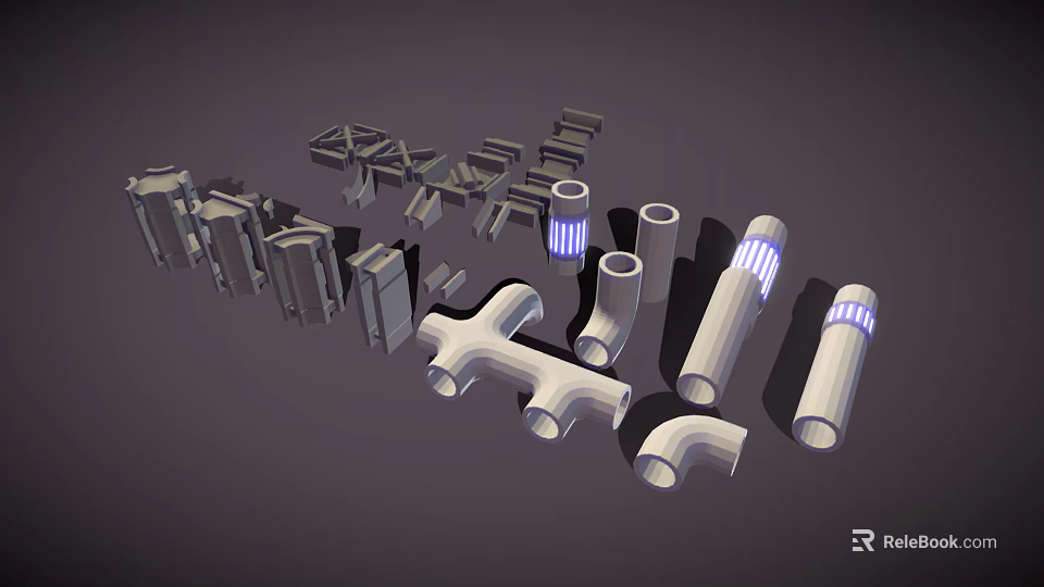 Various Pipe Fittings And Components Including Elbows Tees And Straight Pipes 3d model 