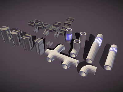 Various Pipe Fittings And Components Including Elbows Tees And Straight Pipes 3d model