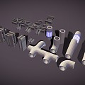 Modern pipe pipe support cartoon pipe 3d model