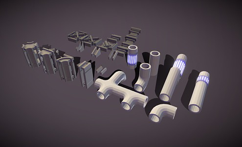 Modern pipe support cartoon pipe 3d model