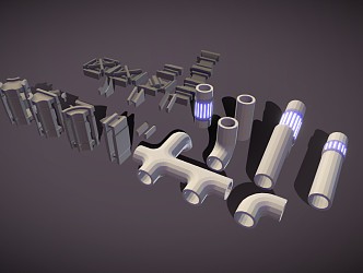 Modern pipe support cartoon pipe 3d model