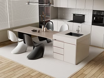 Modern Western Kitchen Bar Nakajima Dining Table and Chair Dining Island Table 3d model
