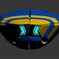 Blue and Yellow Modern Streamlined Water Vehicle with Sleek Speedboat Aerodynamic Design