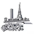 Famous Paris Landmarks Building Block Models Including Eiffel Tower And Triumph Arch