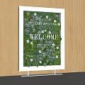 Wedding Welcome Green Plant Wall With Floral Decor And Welcome Signs