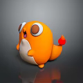 Cute Orange Chibi Creature Character With Big Eyes Flame Tail And White Belly