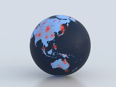 Decorative Globe Ornament Set With Dark Blue And Red Light Blue Dots For Home Decor 3d model