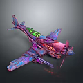 Colorful Futuristic Airplane Model With Artistic Design And Vibrant Neon Accents