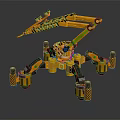 Yellow Mechanical Spider Robot With Multi Legged Design And Stripe Pattern