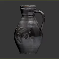Handcrafted Clay Jug With Intricate Sculpture Carving And Leaf Pattern Details