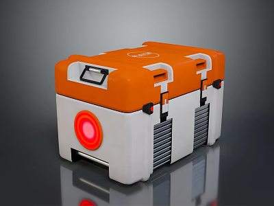 Orange And White Storage Box With Red Circular Light And Handle For Home Use 3d model