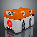 Orange And White Storage Box With Red Circular Light And Handle For Home Use 3d model
