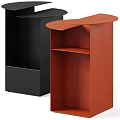 Modern Minimalist Black and Orange Side Table with Round Top and Open Shelf Structure 3d model