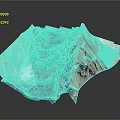 3D Terrain Model Featuring Mountain Range With Snow Covered Peaks And Blue Lake
