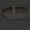 Old Wooden Boat With Wooden Oar And Weathered Surface On Gray Background
