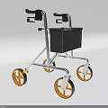 Sturdy Medical Walker With Four Wheels Black Armrests And Storage Basket Metal Frame