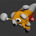 Cartoon Yellow Animal with Red Hat White Gloves and Red White Striped Legs