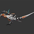 Mechanical Dinosaur Character With Orange White Armor And Mechanical Weapon Wings Structure 3d model