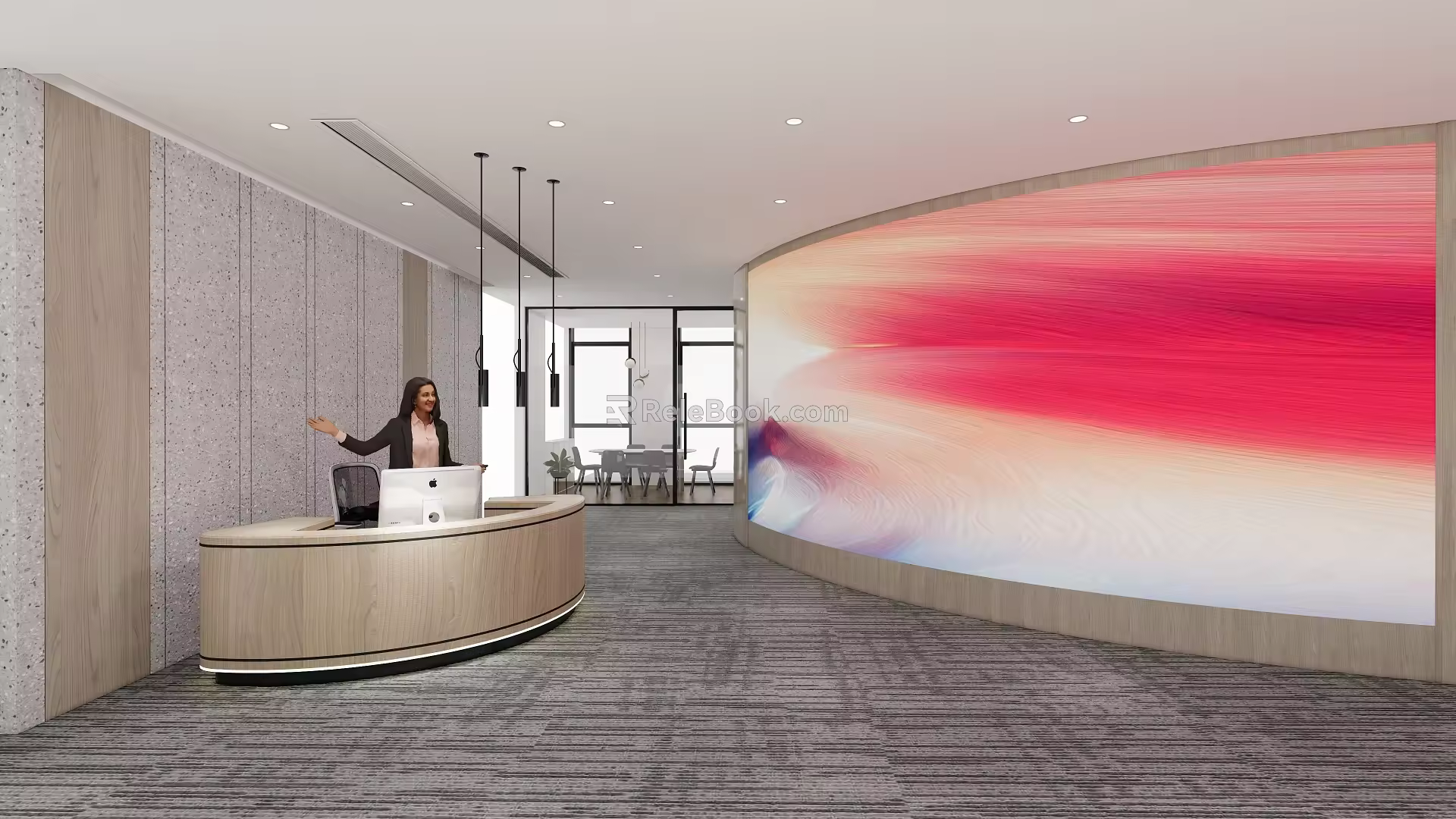 Modern Reception Office Reception Area 3d model