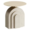 Modern Minimalist Side Table With Curved Beige And Gray Layered Design