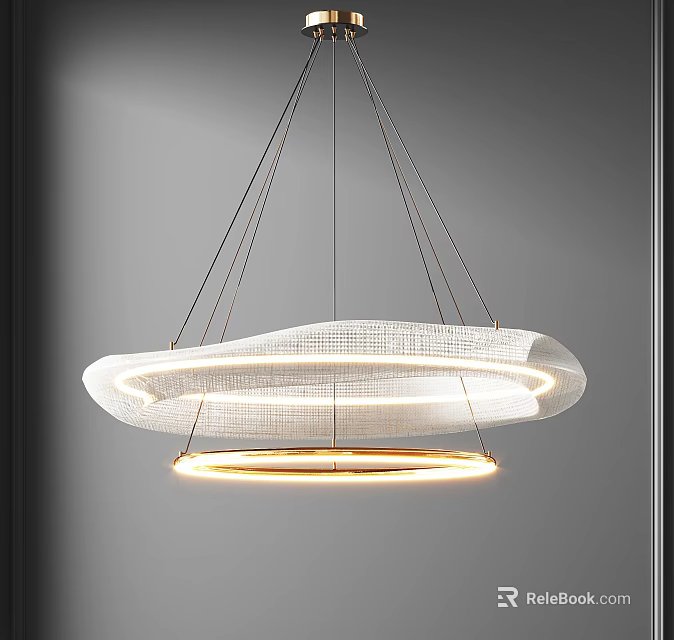 Elegant Modern Chandelier With Woven Texture Circular Shape And Warm LED Lighting Design 3d model 