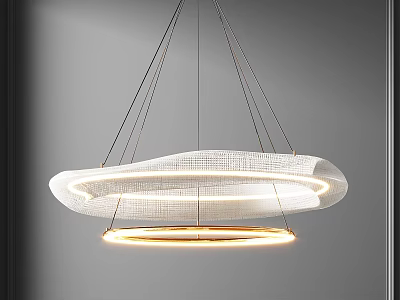 Elegant Modern Chandelier With Woven Texture Circular Shape And Warm LED Lighting Design 3d model