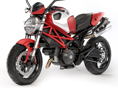 Red and Silver Sporty Motorcycle With Black Seat Modern Design And Alloy Wheels 3d model