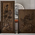 Wood carving screen partition 3d model