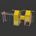 Colorful Kids Playground Structure With Yellow Slides Swing And Climbing Frame