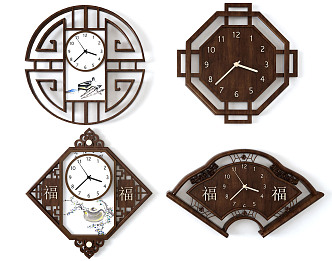 Chinese clock and clock 3d model