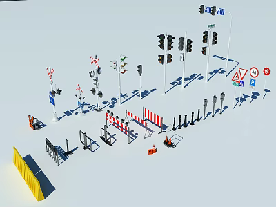 Modern Traffic Facilities Traffic Facilities Signs 3d model