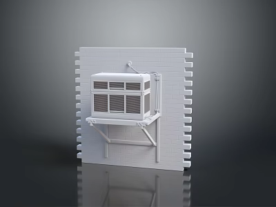 Wall Mounted Computer Enclosure With Grilled Front Panel On White Brick Wall 3d model