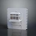 Wall Mounted Computer Enclosure With Grilled Front Panel On White Brick Wall